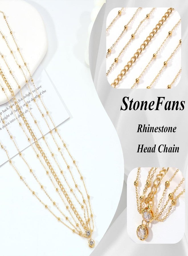 STONEFANS Layered Gold Head Chain Renaissance Rhinestone Forehead Headband Festival 1920s Accessories for Women Wedding Headpiece - Image 4